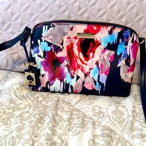 Kate Spade small crossbody, navy blue floral